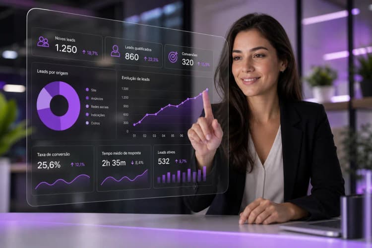 Tela de computador exibindo métricas e gráficos de forma organizada.
